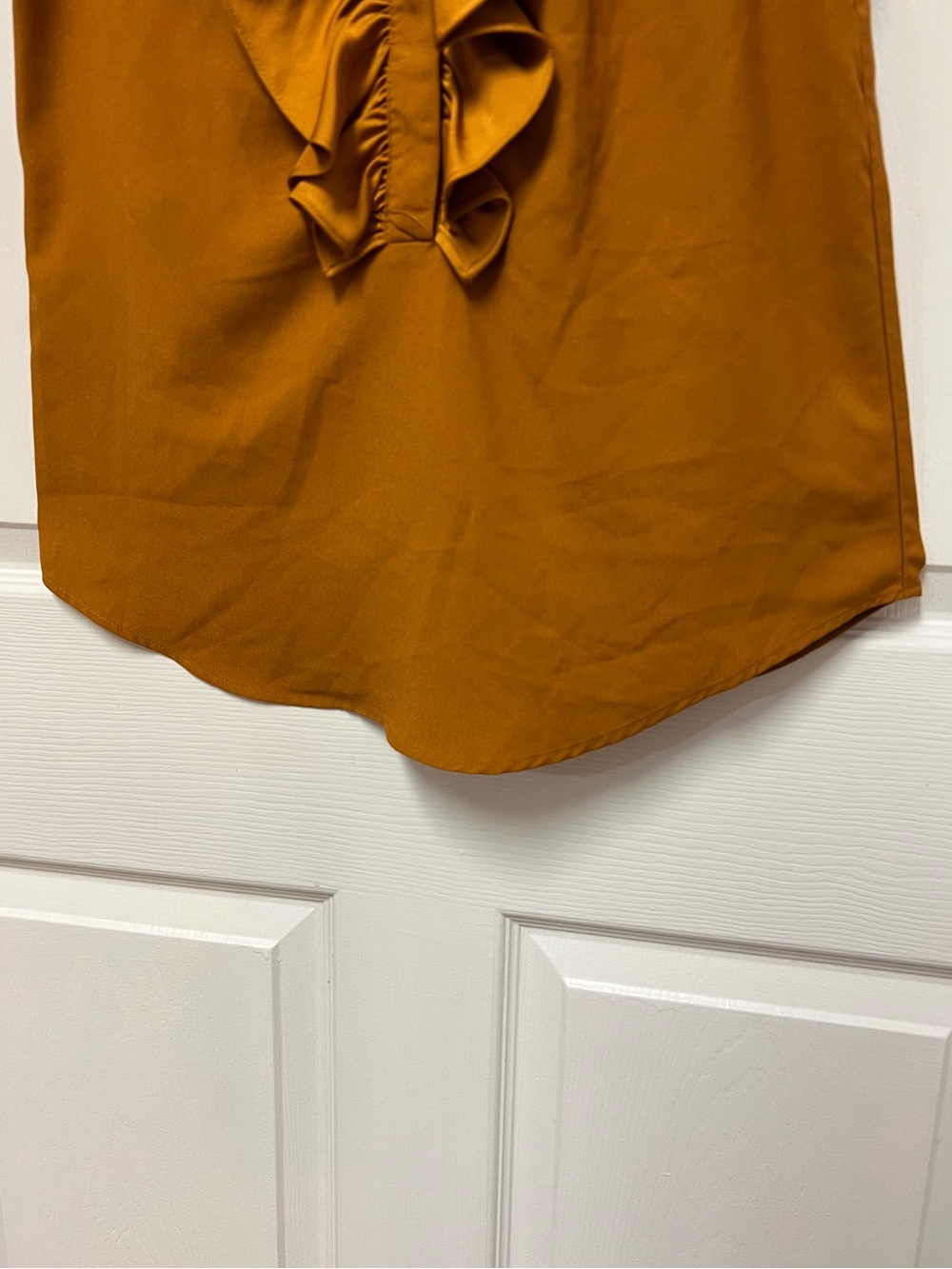 J. Crew Women's Ruffle V-Neck Shell Top - Orange Rust - Picture 7 of 12